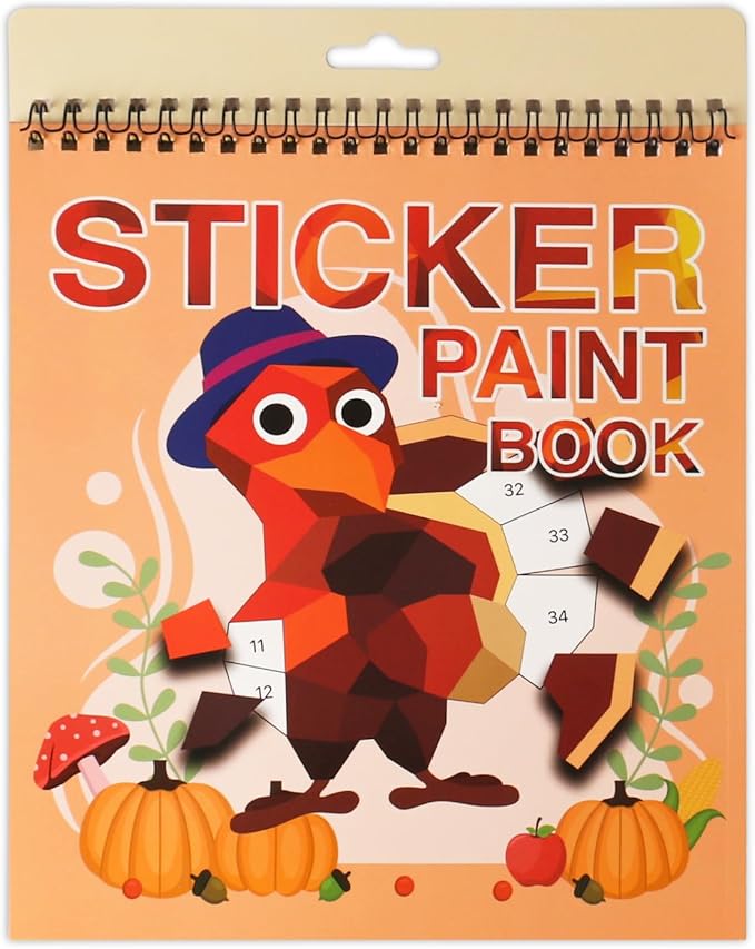 Thanksgiving Stickers for Kids Learning - Sticker Book for Ages 4-8, Boys & Girls Decorations & Party Favors
