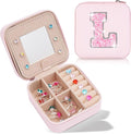 Personalized Jewelry Box - Small Travel Jewelry Organizer, Cute Storage for Women's Accessories, Travel Essentials & Birthday Gifts | Pink,L