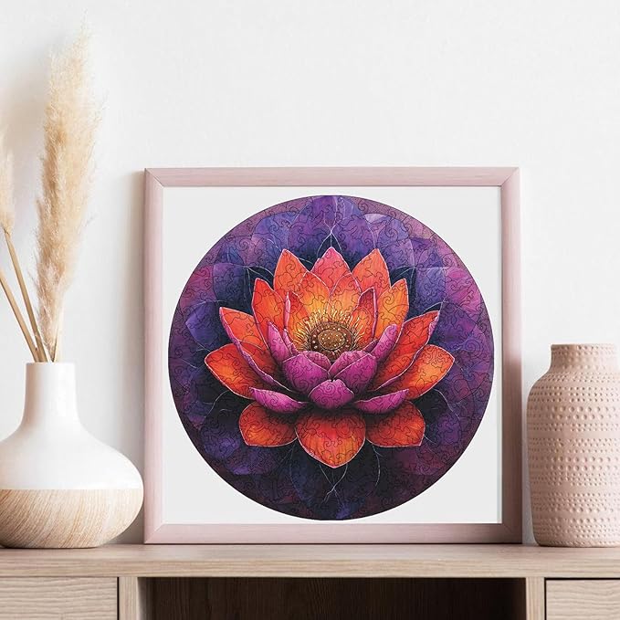 Jiroinlly Flower Wooden Puzzle for Adults, Mandala Jigsaw Puzzles 200 Piece, Unique Shapes Family Reunion Puzzle for Adults and Kids, Beautiful Package, Best Gift for Family Friends Medium 11.2x11.2in