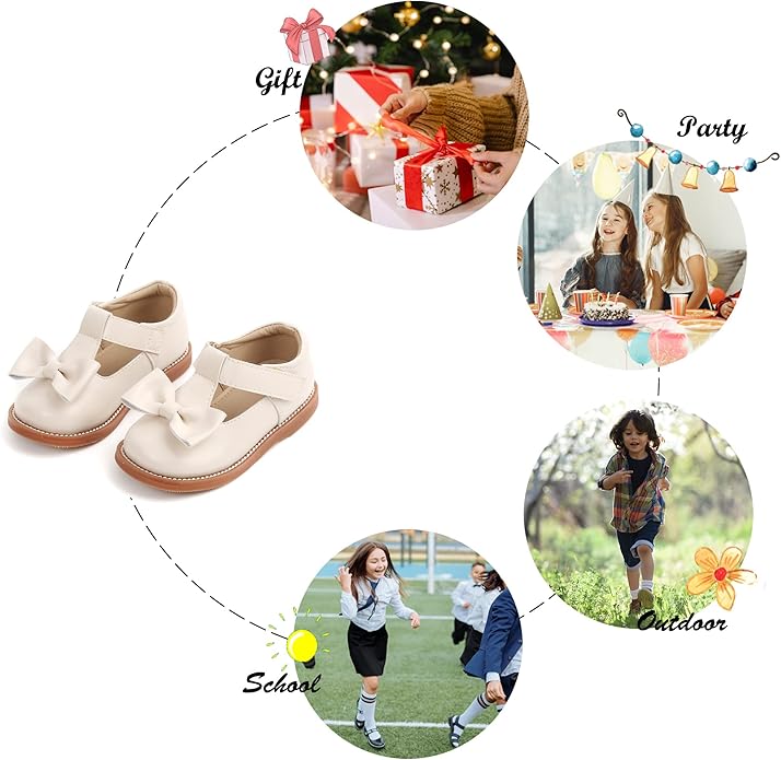 Felix & Flora Toddler Little Girl Mary Jane Dress Shoes - Ballet Flats for Girl Party School Shoes