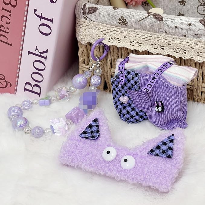 17cm Dolls Clothes, 4 Piece Set Hat Clothes Charms Accessories for Doll, Stylish Adorable Purple17cm Outfits (NO Doll)