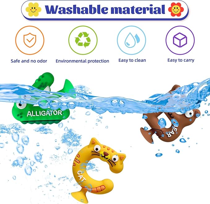 26PCS Suction Bath Toys, Alphabet Learning Tools, Kids Bath Toys, Party Favor, 3-12 Year Old Boy Girl Toddler Travel Toys, Bathtub Toys Spell Matching Letter Toys, Spelling Games