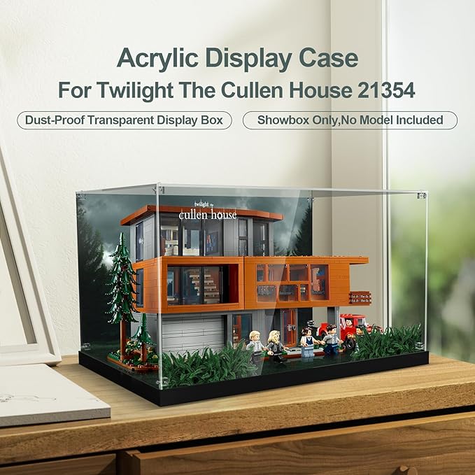 Acrylic Display Case for Lego Twilight The Cullen House (ONLY Box, NOT Model) Clear Dustproof Display Box Compatible with Lego 21354 Building Set
