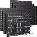 INCLY 90PCS Pegboard Wall Organizer, 6 Pack Metal Peg Board Panels with 1/4" Pegboard Hooks Accessories Kit, Black Peg Board for Walls Home, Garage Tool Storage, Workbench Organization