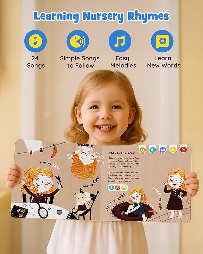 TEKFUN Talking Pen Books Set, Nursery Rhymes Toys for Toddlers, Learning Interactive Toys, Educational Electronic Sound Books for Preschoolers, Autism Sensory Toy for Boys Girls 2 3 4 5