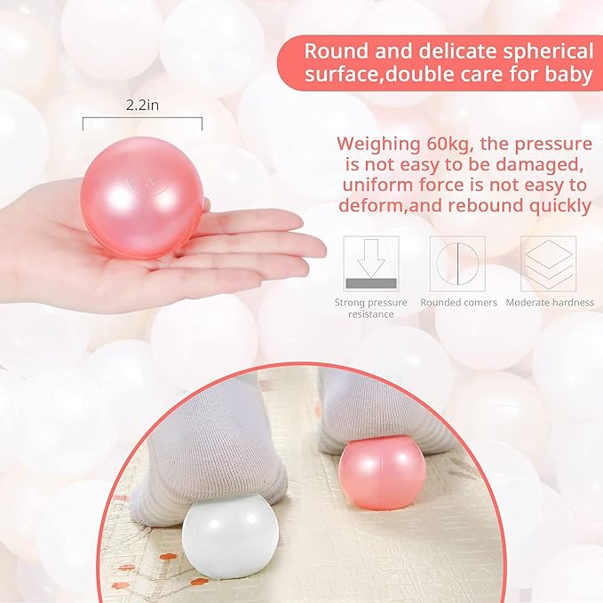 Ball Pit Balls Pack of 100 200 500 - Star and Round Set BPA Free Phthalate Free Non-Toxic Crush Proof Play Balls Soft Plastic Balls for Toddlers Baby Kids Birthday Pool Tent Party