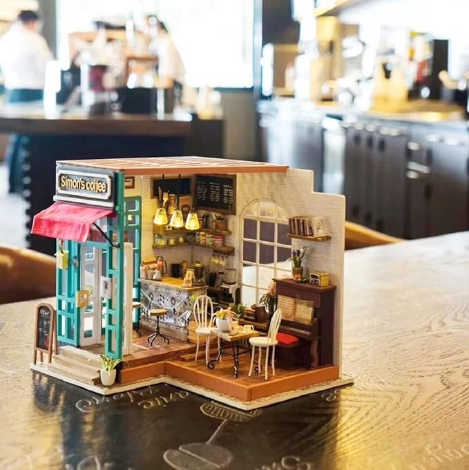 Rolife DIY Miniature Cafe House Kit for Adults to Build, Tiny House Making Kit with Furniture, Halloween/Christmas Decorations/Gifts
