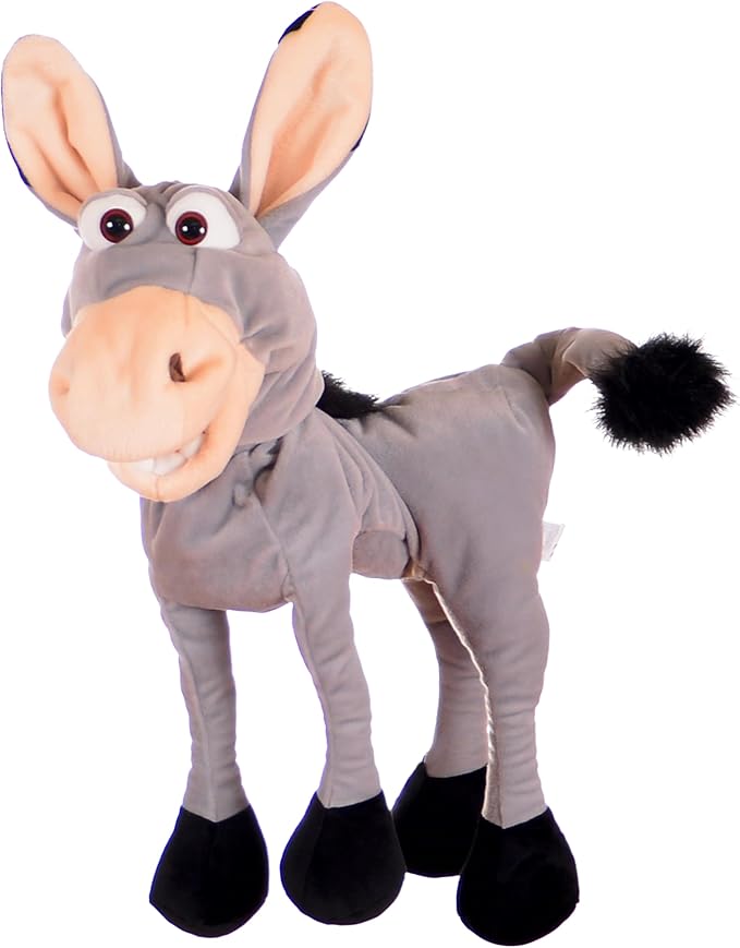 Living Puppets 19-Inch Plush Donkey Hand Puppet - Fine European Design, Ultra-Soft and Cuddly, Promotes Child Development, Safety Certified, Teacher-Recommended for Boys and Girls