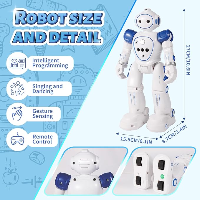 Robots Toy for Kids with Wireless Remote Control and Gesture Sensing, Programmable Walking Singing and Dancing Robots, Birthday Gifts for Kids Aged 3 4 5 6 7 8 9 Year Old