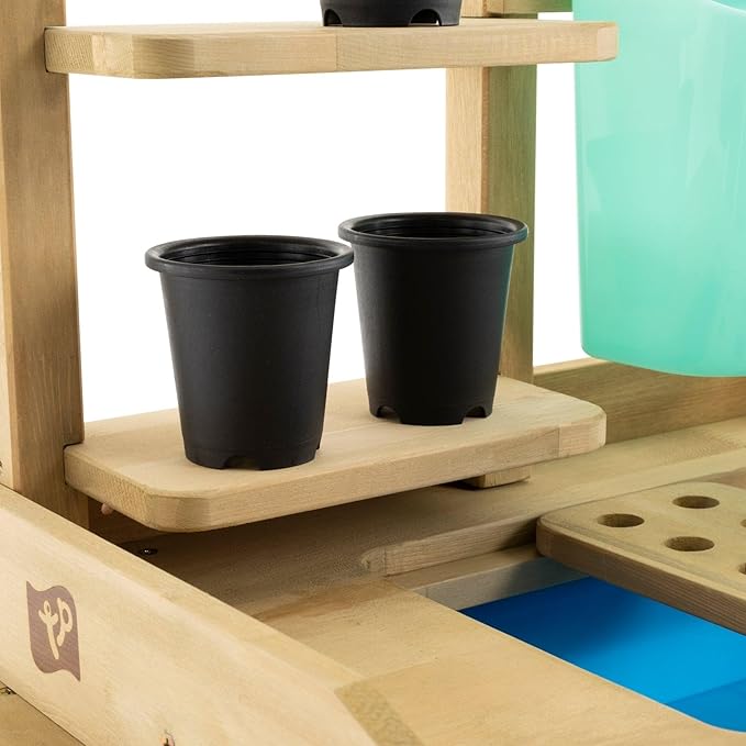 TP Toys, Deluxe Kids Potting Bench | Backyard Playset with Outdoor Activity Table and Built-in Play Accessories | FSC® Certified Wood | Pretend Play or Working Kids Garden Center.