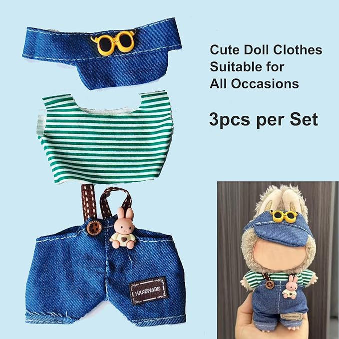 Clothes for 17cm Doll (No Doll)- Premium Handmade Clothes for LBB Dolls, Adjustable Kawaii Outfits for 17cm Collectibles | Stylish Fashion for Play Display Holidays