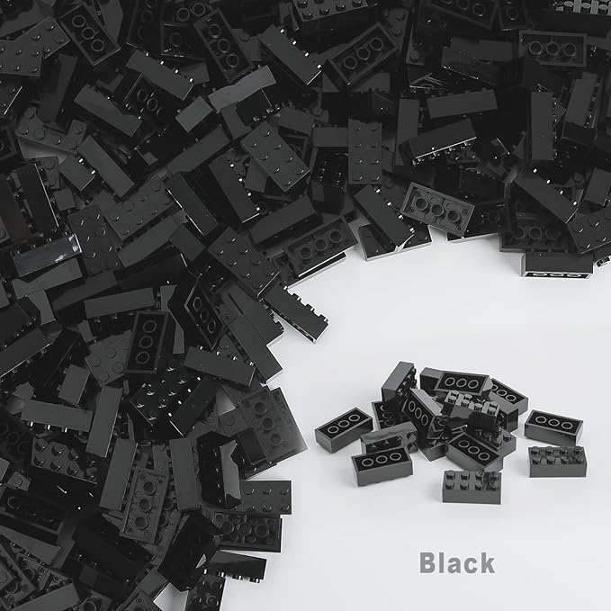 500 Piece Classic Building Bricks and 1 Gray Baseplate, 2x4 Bricks Bulk Creative Building Toys, Blocks Bulk for Kids Ages 6+, Black(Samll Bricks, 1.25x0.62x0.47 in)