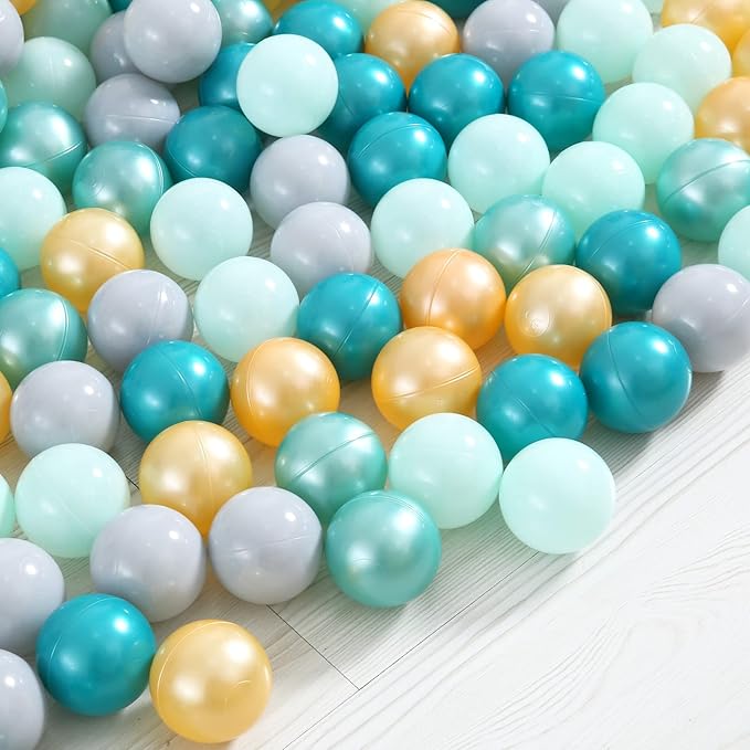 Ball Pit Balls Pack of 100 200 500 - Star and Round Set BPA Free Phthalate Free Non-Toxic Crush Proof Play Balls Soft Plastic Balls for Toddlers Baby Kids Birthday Pool Tent Party