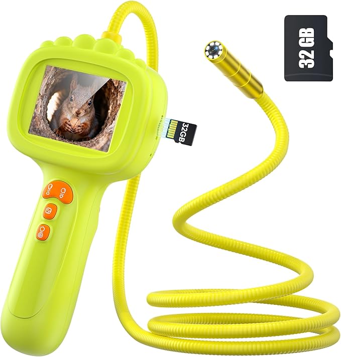 2.6FT Borescope Snake Camera Toy with Light & 32GB SD Card for Kids Science Educational STEM Toys for Outdoor Nature Exploration IP67 Waterproof Birthday Gift for 4 5 6 7 8 9 10 12 Years Old Boy Girls