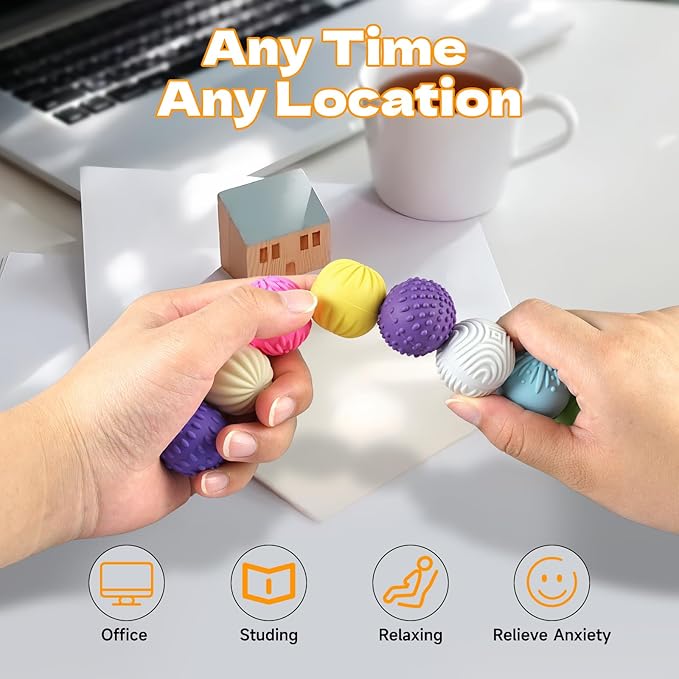Magnetic Balls Fidget Toys,8Pcs Silicone Magnetic Balls,Magnet Stress Relief Toys,Silicone Desk Fidgets Toys for Office,Sensory Fidget Ball Toy for Adults, Teens with ADHD,Anxiety (Light-Color, 8)