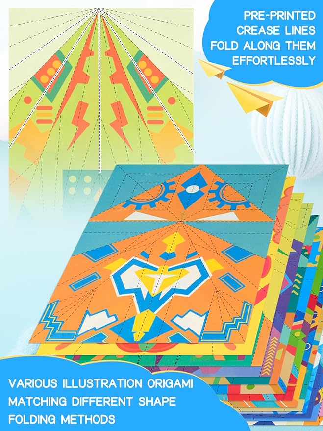 Zuplo Paper Airplane Kit, Paper Planes Book with 25 Classic Designs, 25 Sheets of Colored Origami Kit for Kids Ages 8-12, Airplane Gifts for Boys and Girls, Activity Books for Kids
