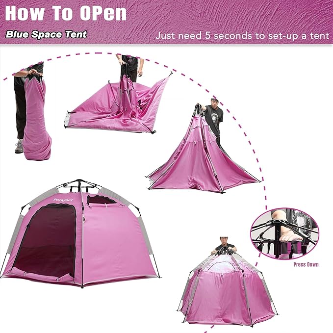 Portable Hexagon Kids Play Tent with LED Strip Lights Indoor Children Play House Easy Set-up Space Dream Tent for Night 4-5 Person & Birthday Gifts