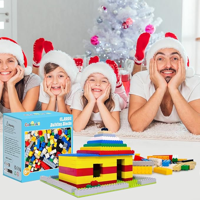 1008 Pieces Classic Building Blocks Bulk with 2 Baseplates, Building Bricks in 7 Size and 8 Color, Compatible with All Major Bricks, for Kids & MOC Lovers
