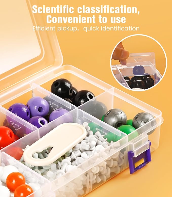 Organic Chemistry Model Kit-240 PCS,Portable Molecular Model Kit for Chemistry Classes,Atomic Element Model Set for Organic＆Inorganic Learning,Supply to Students ＆ Teachers