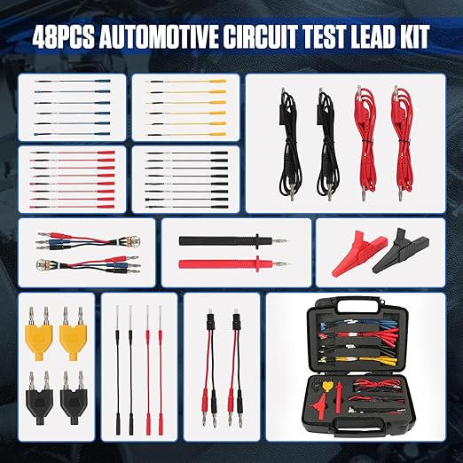 48PCS Automotive Circuit Test Leads Kit Electrical Breakout Leads Automotive Kit Multi Function Auto Diagnostic Tools Multimeter Test Leads Kit