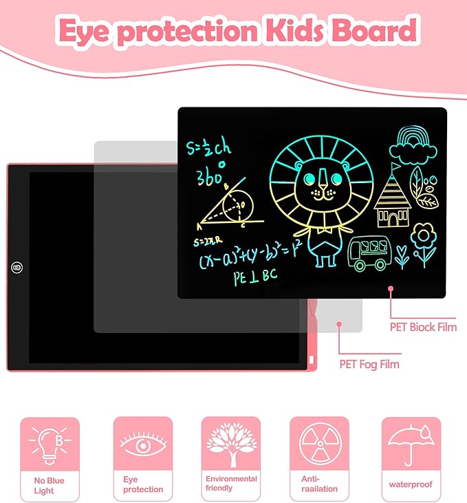LCD Writing Tablet Doodle Board, 15 inch Colorful Drawing Tablet Writing Pad for Kids, Electronic Erasable Learning Educational Girls Gifts Toys for 3 4 5 6 7 Year Old Girls Boys