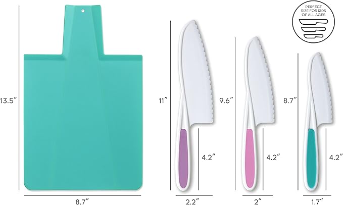 TOVLA JR. Premium Montessori Kid-Safe Knife & Cutting Board Set – Real Kitchen Tools for Toddlers & Young Kids Learning to Cook, Safe & Easy for Begin...