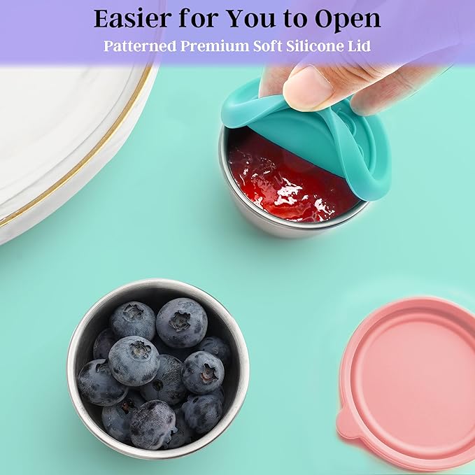 6x1.6 Oz Salad Dressing Containers With Lids, Small Leakproof Reusable Stainless Steel Salad Dressing Container To Go For Lunch Boxes,Sauce containers, Picnics,Travel Meal Prep And Kitchen Storage.