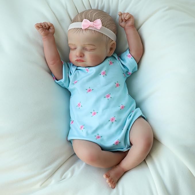 Realistic Reborn Baby Dolls - 18 inch Rosalie Newborn Baby Sleeping Girl, Cloth Body Poseable Real Life Baby Dolls Birthday Gift for Kids Age 3+…