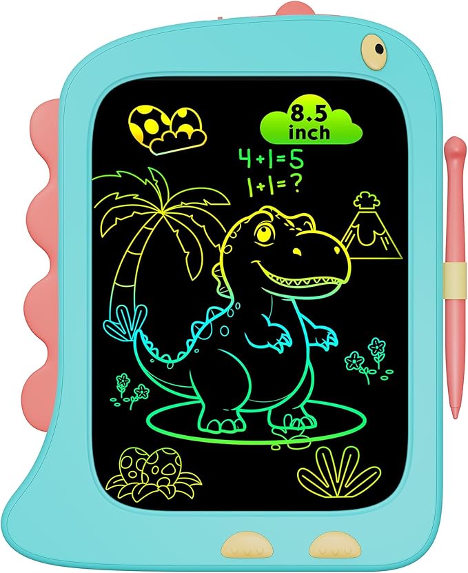Kikapabi LCD Writing Tablet, Dinosaur Toys Gifts for Boys Age 3 4 5 6 7 Year Old, 8.5inch Colorful Doodle Board Pad for Kids, Birthday Christmas Gift Toddler Toy Age 3-7 Portable Travel Drawing Blue