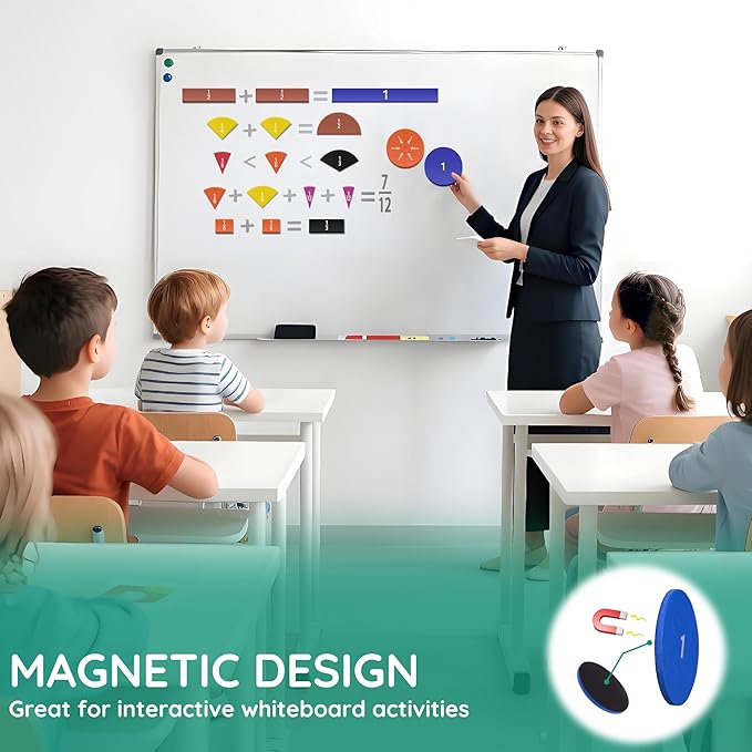 ZKOO Magnetic Fraction Tiles & Fraction Circles Activity Set, Math Manipulatives for Elementary School, Math Learning Magnets Puzzles, School Educational Resources Classroom Educational Kit