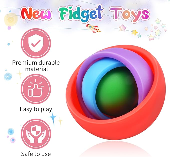 Fidget Toys for Kids, Fidget Spinner Adults 3PC, Gifts for Boys Girls Teens, ADHD Autism Stress Relief Quiet Finger Toys Classroom