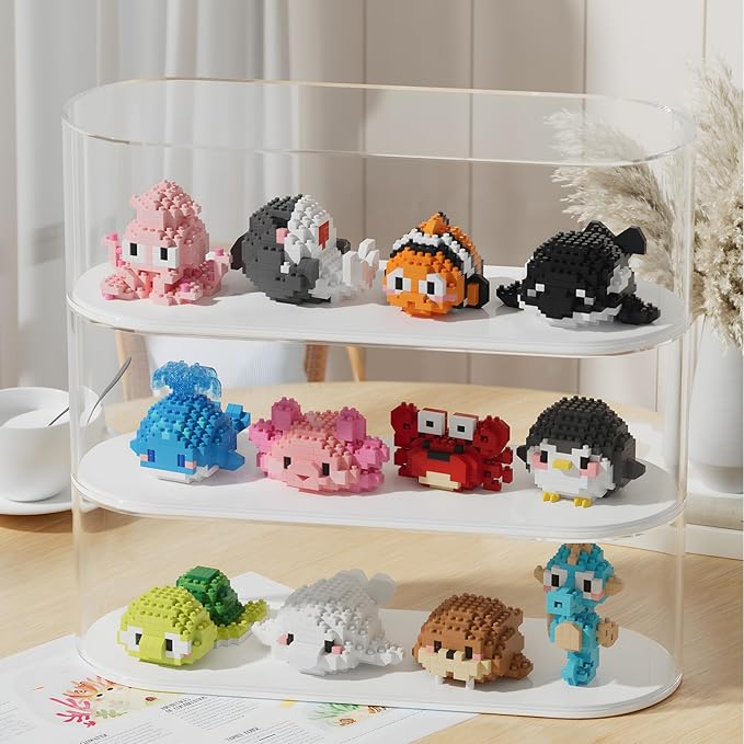 Small Toy Gift,Party Favors for Kids,12 Boxes Marine Animals Micro Mini Building Blocks Set, Birthday Gift for Kids Ages 8-16+