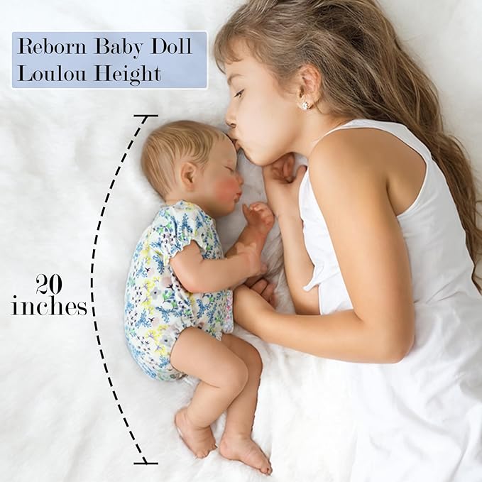 SCOM Lifelike Reborn Baby Dolls - 20 inch Cute Realistic Baby Girl, Soft Full Vinyl Body Newborn, Washable & Poseable, with Accessories for Boy Girl Ages 3+ Yrs Gift, Birthday,Christmas,Halloween
