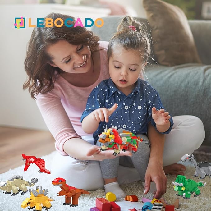 Mini Building Block Sets,12 Pack Dinosaur Toys Building Blocks, 6 in 1 STEM Toys Eggs Building Sets, Party Favors for Kids Goodie Bags Prizes Birthday