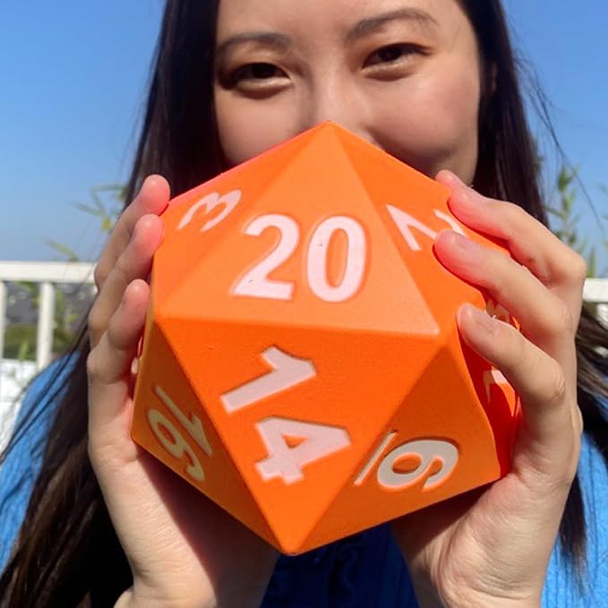 KESS Giant D20 Foam Dice: Oversized 20-Sided Dice for RPG and Collectors - 6 Vibrant Colors, Perfect for Outdoor Fun in Backyard, Pool, Beach. Ages 6+ (Purple)