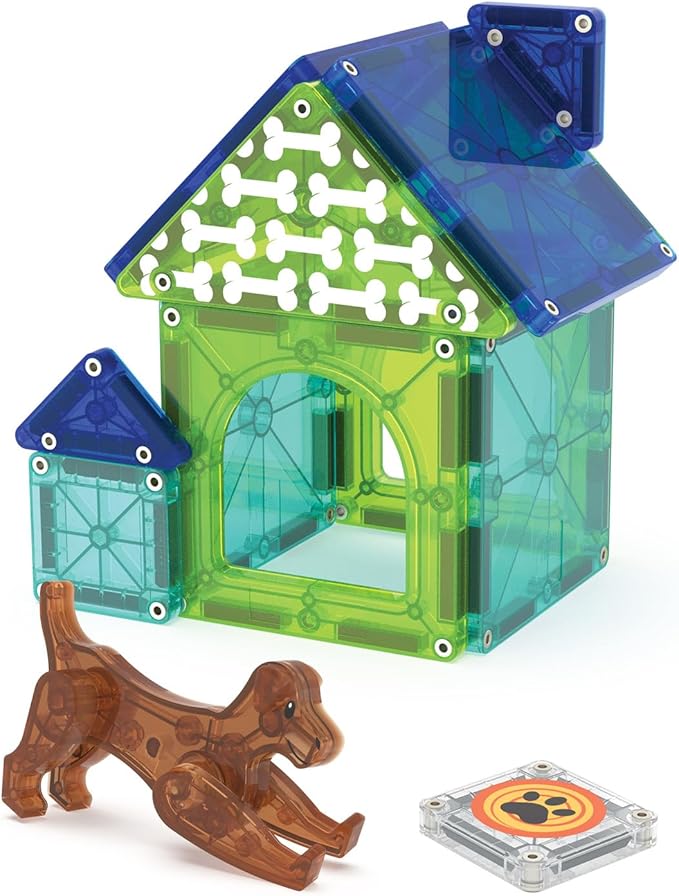 MAGNA-TILES Dog House 13-Piece Magnetic Construction Set, The Original Magnetic Building Brand