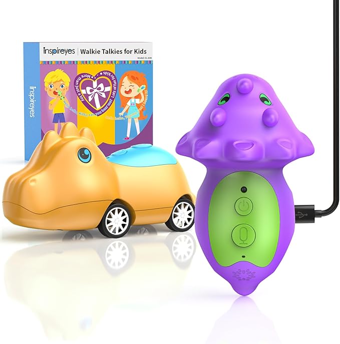 Dinosaur Walkie Talkies for Kids Rechargeable, Dino Toy Cars for Boys & Girls Ages 3-7, Crystal-Clear Audio, 48 Hours of Play, Fun Indoor & Backyard, Birthday Gift for Toddler, 2 Pack