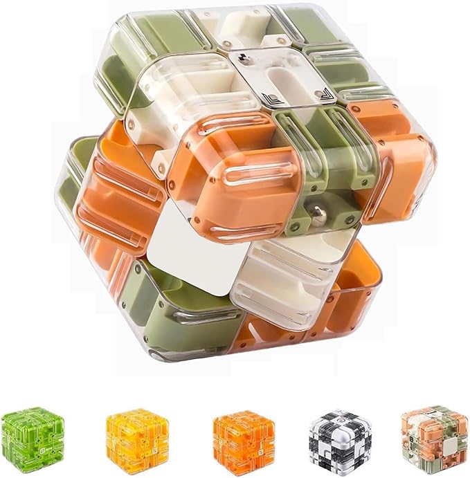 Large 3D Labyrinth Cube Puzzle, 3D Magic Cube Maze Ball Puzzle, Magic Cube Ball Dual-Use, Improve Spatial Recognition and Cultivate Logical Thinking for Adults Teens(Two-Tone)