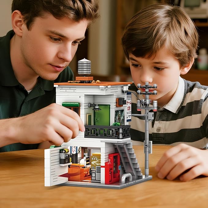 Reobrix Japanese Game Store Building Blocks 66503, Creative Japanese Toys Model Set, 2 in 1 Street View House with Lighting, Ideal Collectible Gift Choice for Adults 14+