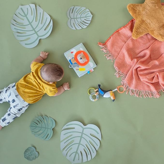 Taf Toys Savannah Infant Tummy-time Soft Crinkle Activity Book with Huge Baby Safe Mirror, 3D Activities, Textures and a Soft Baby Teether