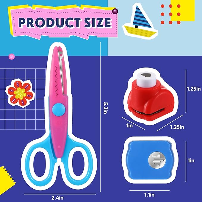22 Pcs Craft Hole Punch and Creative Scissors Set, Including 12 Craft Pattern Scissors Decorative Edge Scrapbooking Edging, 10 Paper Punch for School Kids Adults Crafting