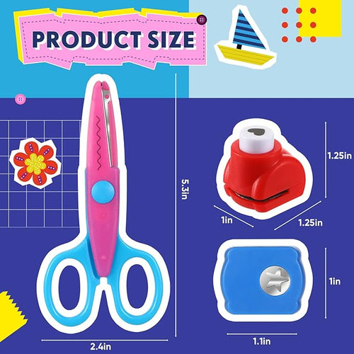 22 Pcs Craft Hole Punch and Creative Scissors Set, Including 12 Craft Pattern Scissors Decorative Edge Scrapbooking Edging, 10 Paper Punch for School Kids Adults Crafting