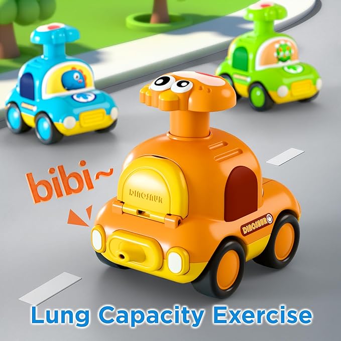iPlay, iLearn Press to Go Dinosaur Car Toys for Toddlers 1-3, Baby Play Race Vehicle Set, Infant Dino Push Go Friction Toy, 4pcs Animal Car for 12 18 24 Month, 1st Birthday Gift for 1 2 3 Yr Boy Child