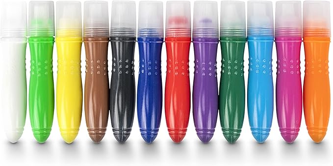 12 Squeezable Paint Brushes Classic Colors for Kids, Tempera Paint Brush, Assorted Fun Colors for Toddler, (24ml/0.8oz Each)
