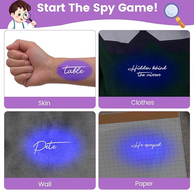 8PCS/36PCS Spy Pens Invisible Ink Pen with UV Light Magic Marker for Secret Message,Party Favors for 3+ Years Old Boys Girls,Birthday Christmas Halloween Party Goodies Gift Toy