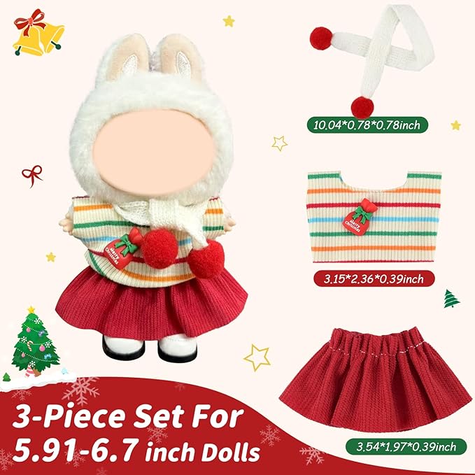 Doll Clothes 17cm/15cm Outfit Set Party Clothes High-End Fashion Outfits Suitable Accessories Christmas Cloak Halloween Premium Clothing 5.91-6.7 inch (No Doll) (LBB-256)