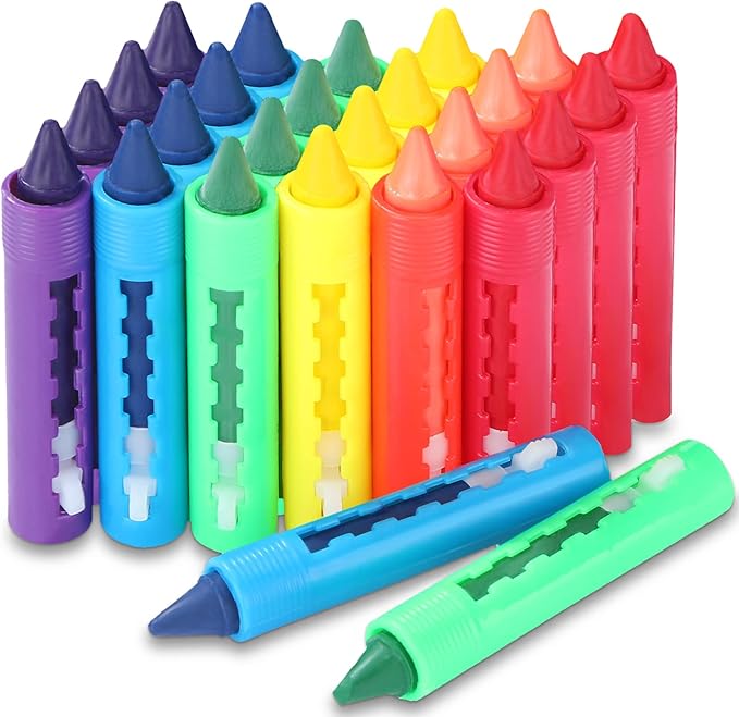 Epakh 24 Pieces Washable Crayons for Toddlers and Kids Easy Clean Colorful Crayons Shower Markers Toys Paint Art Supplies