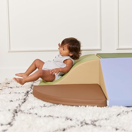 ECR4Kids SoftZone Little Me Wall Climb and Slide, Beginner Playset, Earthtone