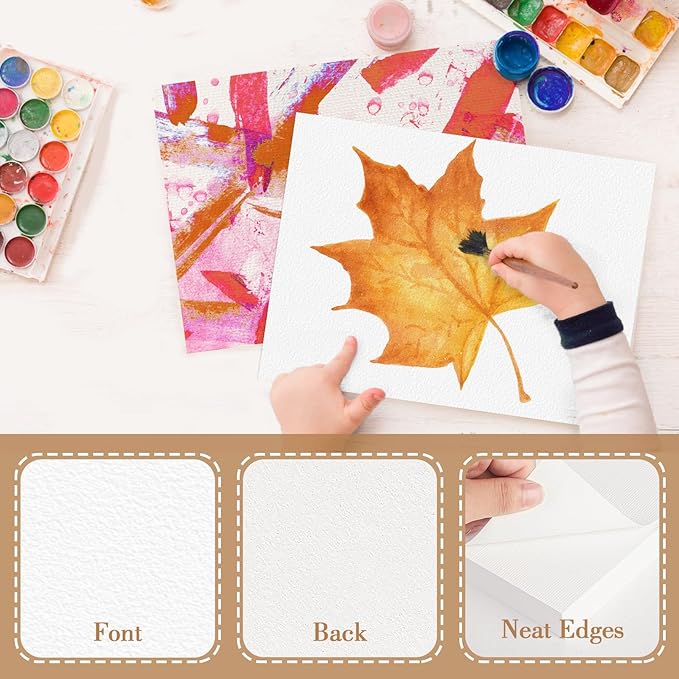 50PCS 9x6 Watercolor Paper Bulk, 140lb/300g Cold Press Thick Water Color Paper Pad for Kid Child Adult, White Art Paper for Drawing Painting Markers Gouache, Textured Cotton Paper Sheets