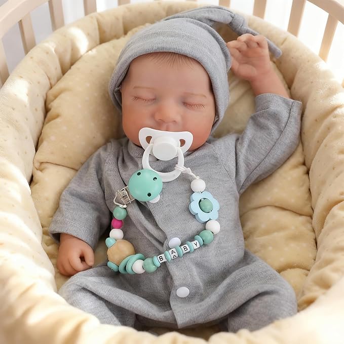 WOOROY Realistic Reborn Baby Dolls - 18 Inch Full Vinyl Body Lifelike Reborn Boy Doll Poseable Real Life Newborn Sleeping Silicone Baby Dolls Gift Toys with Accessories for Kids Age 3+